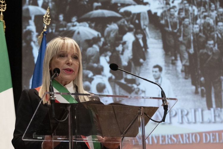 Rosa Piermattei, Sindaco di San Severino Marche , in occasione dell’81° Anniversario della Liberazione 
