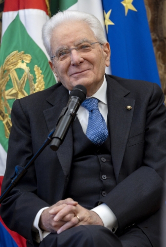 Il Presidente Sergio Mattarella in occasione dell'incontro con una delegazione del Premio Strega per illustrare la mostra dal titolo “Gli anni del Premio Strega”, nell’ottantesimo anniversario del Premio