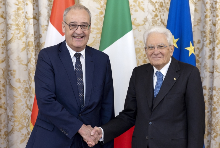 Il Presidente Sergio Mattarella con il Presidente della Confederazione Svizzera, S.E. il Signor Guy Parmelin