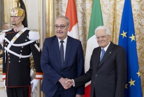 Il Presidente Sergio Mattarella con il Presidente della Confederazione Svizzera, S.E. il Signor Guy Parmelin