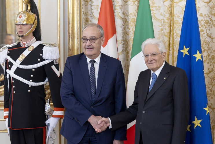 Il Presidente Sergio Mattarella con il Presidente della Confederazione Svizzera, S.E. il Signor Guy Parmelin