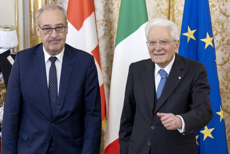 Il Presidente Sergio Mattarella con il Presidente della Confederazione Svizzera, S.E. il Signor Guy Parmelin