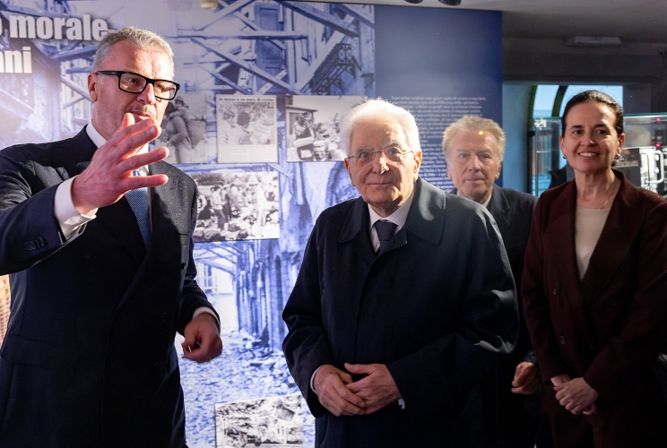 Il Presidente Sergio Mattarella al Museo civico Palazzo Elti in occasione della visita alla mostra organizzata nel 50° anniversario del terremoto del Friuli e degli 80 anni del Messaggero Veneto
