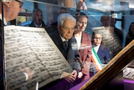 Il Presidente Sergio Mattarella al Museo civico Palazzo Elti in occasione della visita alla mostra organizzata nel 50° anniversario del terremoto del Friuli e degli 80 anni del Messaggero Veneto