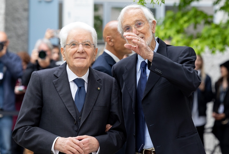 Il Presidente Sergio Mattarella con Renzo Piano, in occasione della visita al Politecnico di Milano