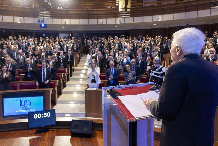 Il Presidente Sergio Mattarella alla cerimonia in occasione del centenario della giornata internazionale dell’infermiere