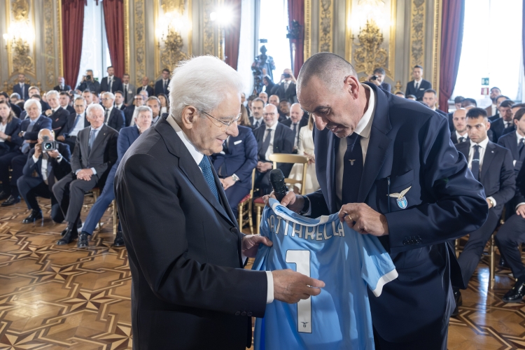 Il Presidente della Repubblica Sergio Mattarella con Maurizio Sarri, Allenatore della Lazio    
