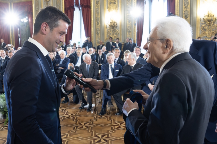 Il Presidente della Repubblica Sergio Mattarella con Cristian Chivu, Allenatore dell’Inter 
