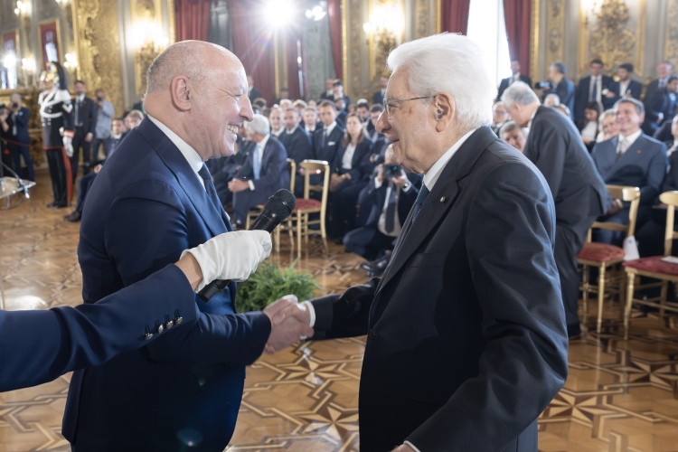 Il Presidente della Repubblica Sergio Mattarella con Giuseppe Marotta Presidente della squadra Inter
