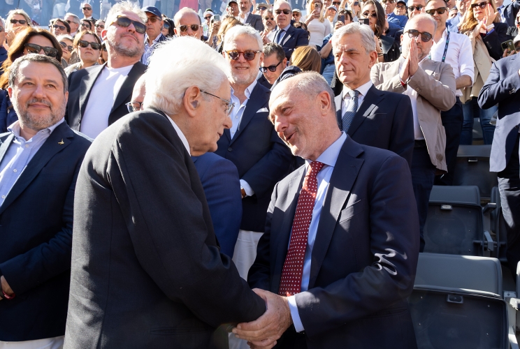 Il Presidente  Sergio Mattarella con Angelo Binaghi, al Foro Italico per la finale degli internazionali di tennis
