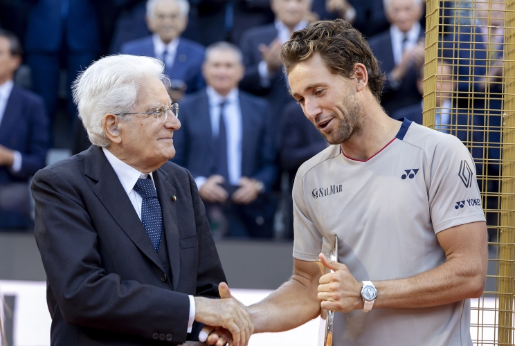 Il Presidente Sergio Mattarella con Casper Ruud, finalista degli internazionali di tennis