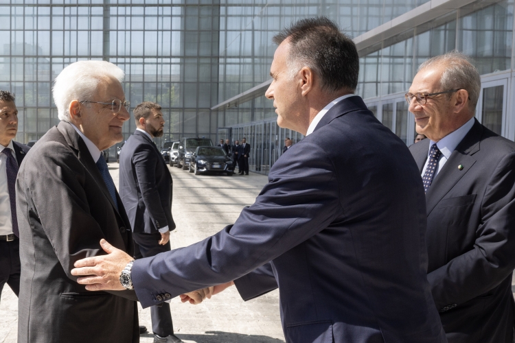 Il Presidente della Repubblica Sergio Mattarella al Centro congressi “La Nuvola” accolto da Emanuele Orsini, Presidente di Confindustria, in occasione dell'Assemblea Generale di Confindustria