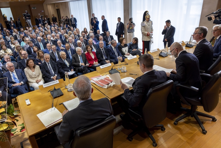 Il Presidente Sergio Mattarella nel corso del convegno sul tema “Rule of law"