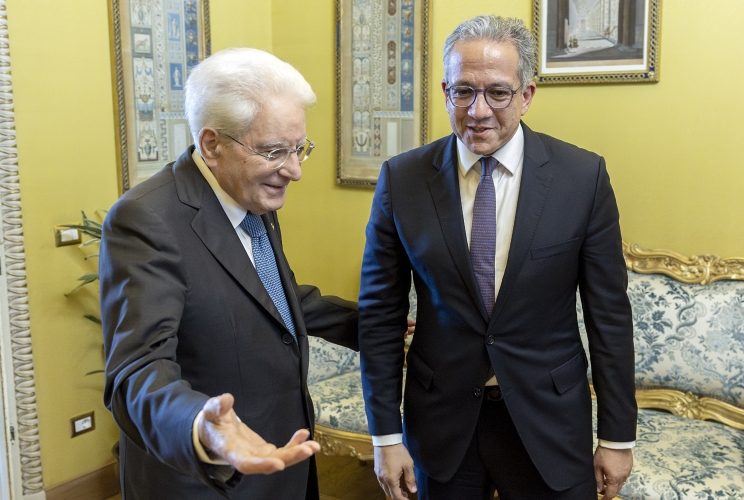 Il Presidente Sergio Mattarella con S.E. il Signor Khaled El-Enany,	Direttore Generale dell’UNESCO