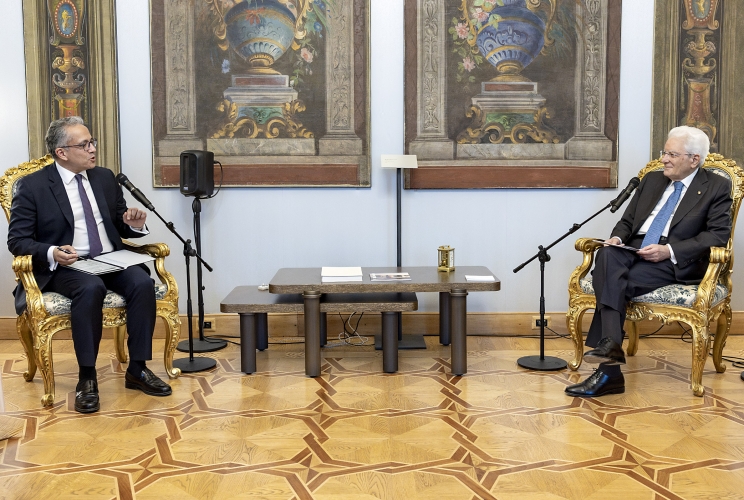 Il Presidente Sergio Mattarella nel corso dell'incontro con S.E. il Signor Khaled El-Enany, Direttore Generale dell’UNESCO
