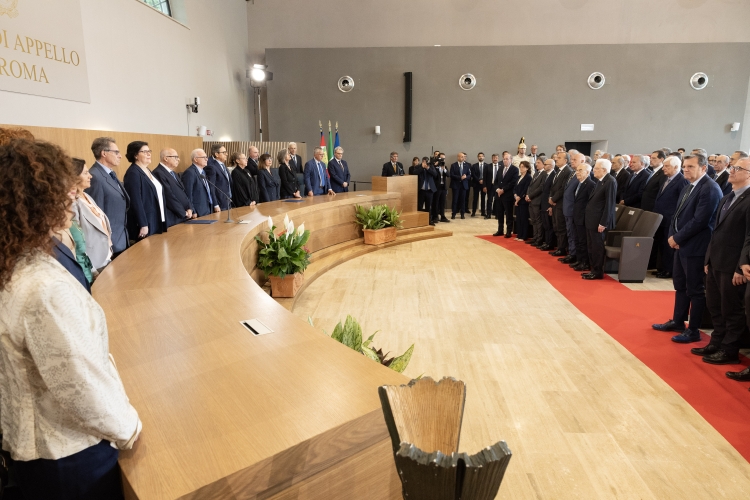 Il Presidente della Repubblica Sergio Mattarella in occasione della cerimonia di inaugurazione della nuova sede della Corte di Appello di Roma e di intitolazione dell’Aula Magna della Corte ai magistrati Mario Amato e Vittorio Occorsio 


