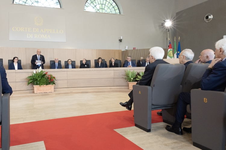 Il Presidente della Repubblica Sergio Mattarella in occasione della cerimonia di inaugurazione della nuova sede della Corte di Appello di Roma e di intitolazione dell’Aula Magna della Corte ai magistrati Mario Amato e Vittorio Occorsio 
