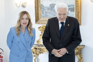 Il Presidente Sergio Mattarella in occasione della colazione con il Presidente del Consiglio dei Ministri Giorgia Meloni ed altri membri del Governo, in vista del Consiglio Europeo
