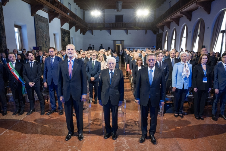 Il Presidente della Repubblica Sergio Mattarella con di S.M. Felipe VI, Re di Spagna e di S.E. il Signor Antonio José Seguro, Presidente della Repubblica Portoghese, in occasione del XIX Simposio COTEC
