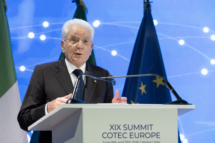 Il Presidente della Repubblica Sergio Mattarella durante il suo intervento al XIX Simposio COTEC
