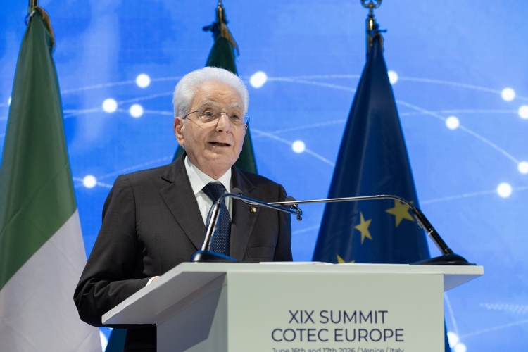 Il Presidente della Repubblica Sergio Mattarella durante il suo intervento al XIX Simposio COTEC