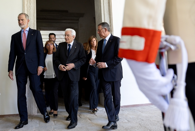 Il Presidente Sergio Mattarella con S.M. Felipe VI, Re di Spagna e Antonio José Seguro, Presidente della Repubblica Portoghese, a Venezia, in occasione del XIX Simposio COTEC - "Ripensare il lavoro nell'era dell'intelligenza artificiale: trasformazione, opportunità e governance"