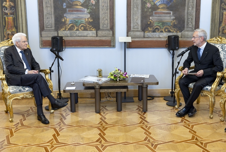 Il Presidente Sergio Mattarella con Michl Ebner, Amministratore delegato del Gruppo editoriale Athesia