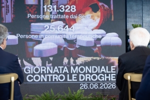 Il Presidente della Repubblica Sergio Mattarella in occasione della cerimonia della Giornata mondiale contro le droghe


