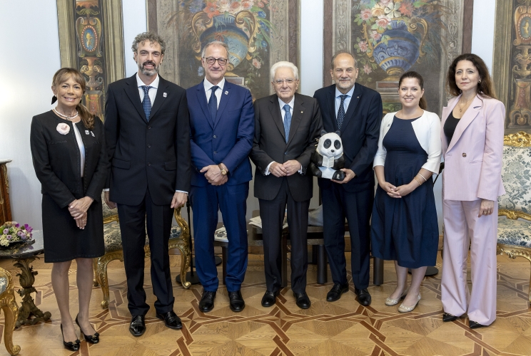 Il Presidente Sergio Mattarella al termine dell'incontro con con una delegazione del WWF