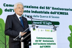Il Presidente Sergio Mattarella rivolge il suo indirizzo di saluto in occasione del 50° anniversario dell’incidente industriale dell’ICMESA (Industrie Chimiche Meda Società Azionaria)