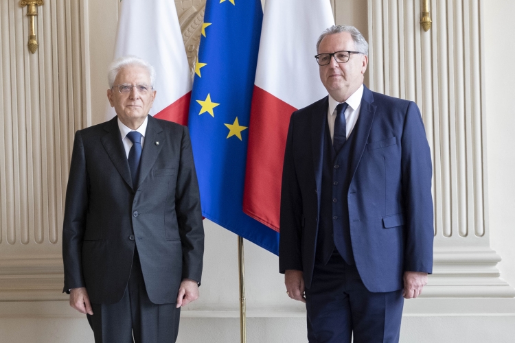 Il Presidente della Repubblica Sergio Mattarella con Richard Ferrand, Presidente dell’Assemblée Nationale