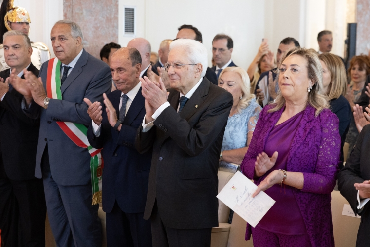 Il Presidente della Repubblica Sergio Mattarella in occasione della cerimonia di inaugurazione del Castello Utveggio di Palermo
