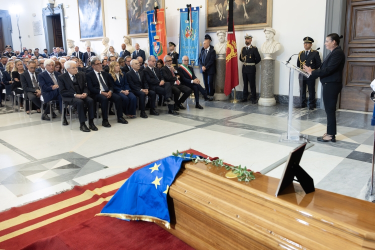 Il Presidente della Repubblica Sergio Mattarella interviene alle Esequie di Stato, in forma laica, dell’On. Dott.ssa Emma Bonino 
