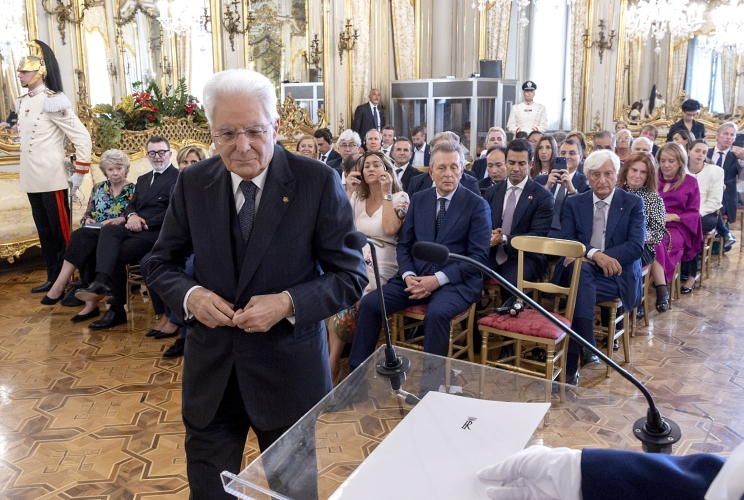 Il Presidente Sergio Mattarella in occasione dell'incontro con una delegazione della World Jurist Association e della World Law Foundation