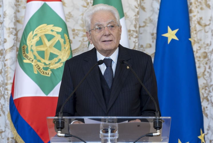 Il Presidente Sergio Mattarella in occasione dell'incontro con una delegazione della World Jurist Association e della World Law Foundation