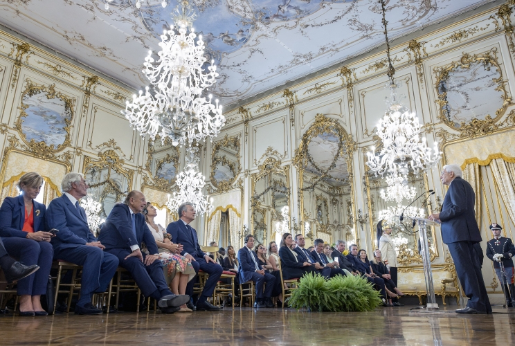 Il Presidente Sergio Mattarella in occasione dell'incontro con una delegazione della World Jurist Association e della World Law Foundation