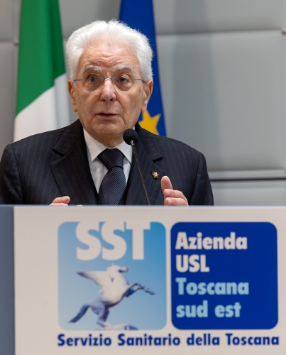 Il Presidente Sergio Mattarella rivolge il suo indirizzo di saluto in occasione della cerimonia presso il Polo Nuovo dell’Ospedale Misericordia