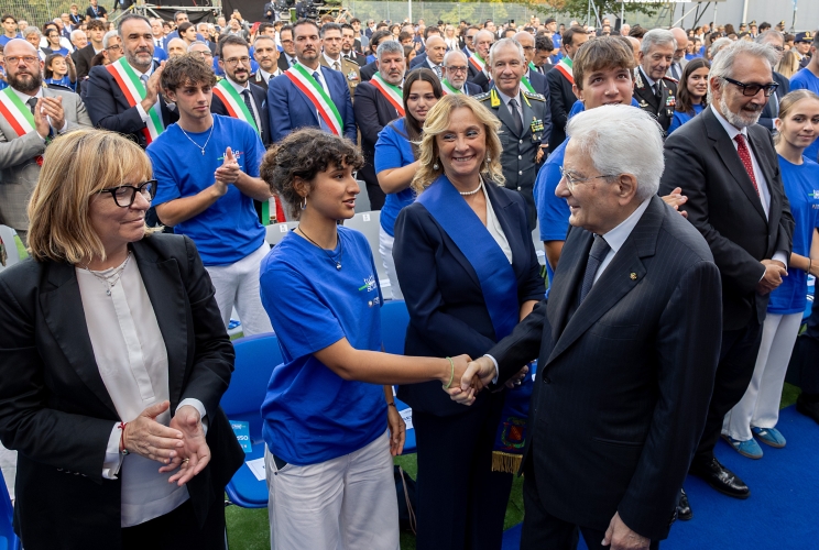 Il Presidente Sergio Mattarella nel corso dell'inaugurazione dell’anno scolastico 2026/2027, presso l’Istituto Omnicomprensivo “Sergio Marchionne" di Amatrice