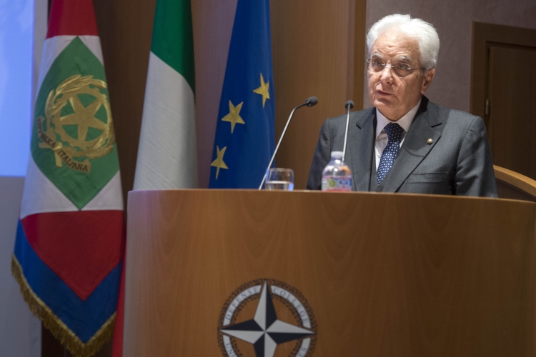 Il Presidente Sergio Mattarella cerimonia del 50° anniversario dell’insediamento del NATO Defense College nella sede di Roma