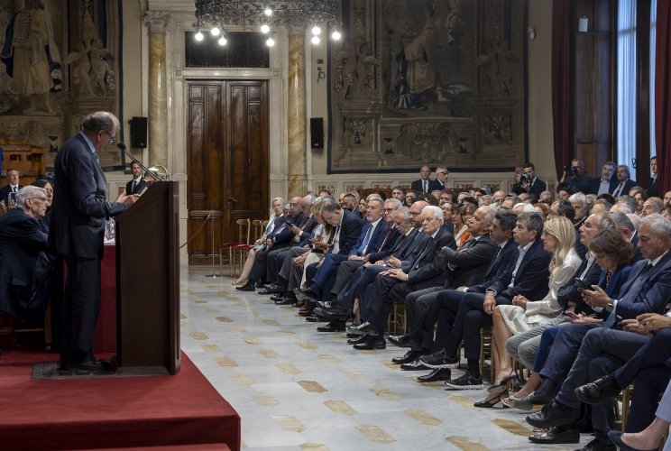 Il Presidente Sergio Mattarella in occasione della presentazione dell’Edizione Nazionale delle Opere di Aldo Moro, presso Palazzo Montecitorio