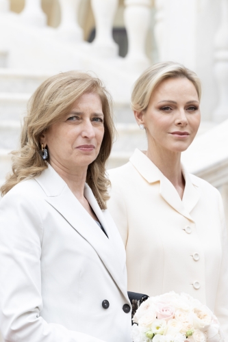 La Signora Laura Mattarella a Palazzo dei Principi con la Principessa Charlène di Monaco, in occasione della visita di Stato nel Principato di Monaco