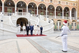 Il Presidente della Repubblica Sergio Mattarella e la Sig.ra Laura a Palazzo dei Principi, con S.A.S. il Principe, Alberto II di Monaco, e S.A.S. la Principessa, Charlène di Monaco