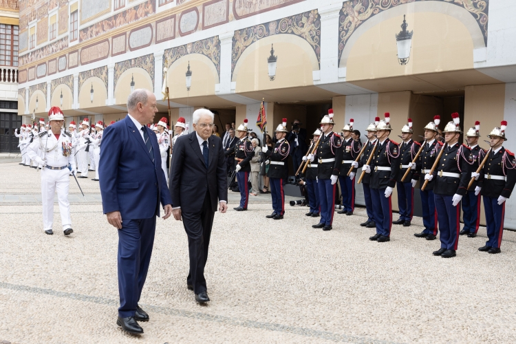 Il Presidente della Repubblica Sergio Mattarella a Palazzo dei Principi, con S.A.S. il Principe, Alberto II di Monaco
