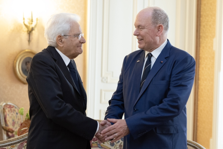 Il Presidente della Repubblica Sergio Mattarella con S.A.S. il Principe, Alberto II di Monaco, in occasione della visita di Stato