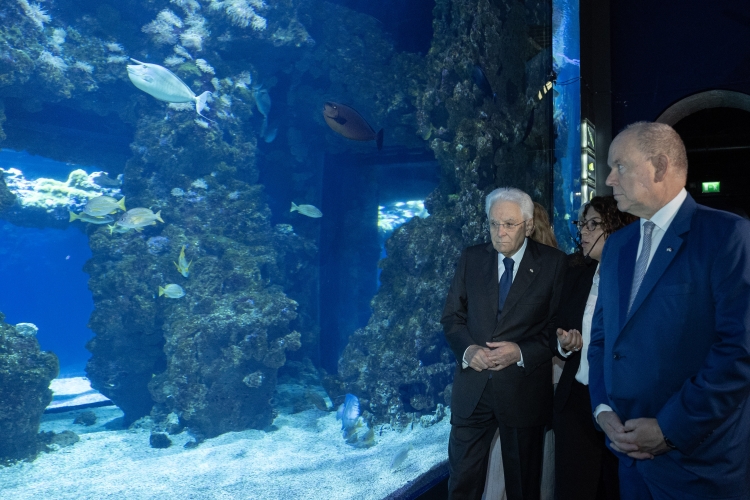Il Presidente della Repubblica Sergio Mattarella con il Principe, Alberto II di Monaco, visita il Museo Oceanografico