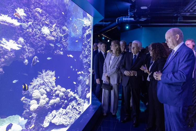 Il Presidente della Repubblica Sergio Mattarella con il Principe, Alberto II di Monaco, visita il Museo Oceanografico