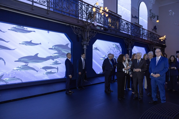 Il Presidente della Repubblica Sergio Mattarella con il Principe, Alberto II di Monaco, visita il Museo Oceanografico