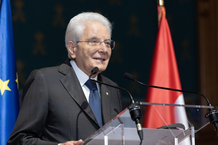 Il Presidente della Repubblica Sergio Mattarella in occasione delle dichiarazioni alla stampa
