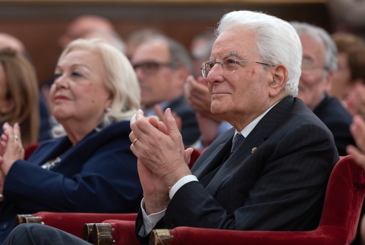 Il Presidente Sergio Mattarella nel corso della proiezione in anteprima del film “Sul Cammino di Francesco – La vita di Biagio Conte”