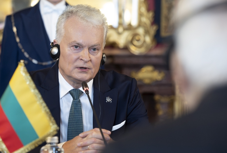 Il Presidente Sergio Mattarella nel corso dei colloqui con Gitanas Nausėda, Presidente della Repubblica di Lituania